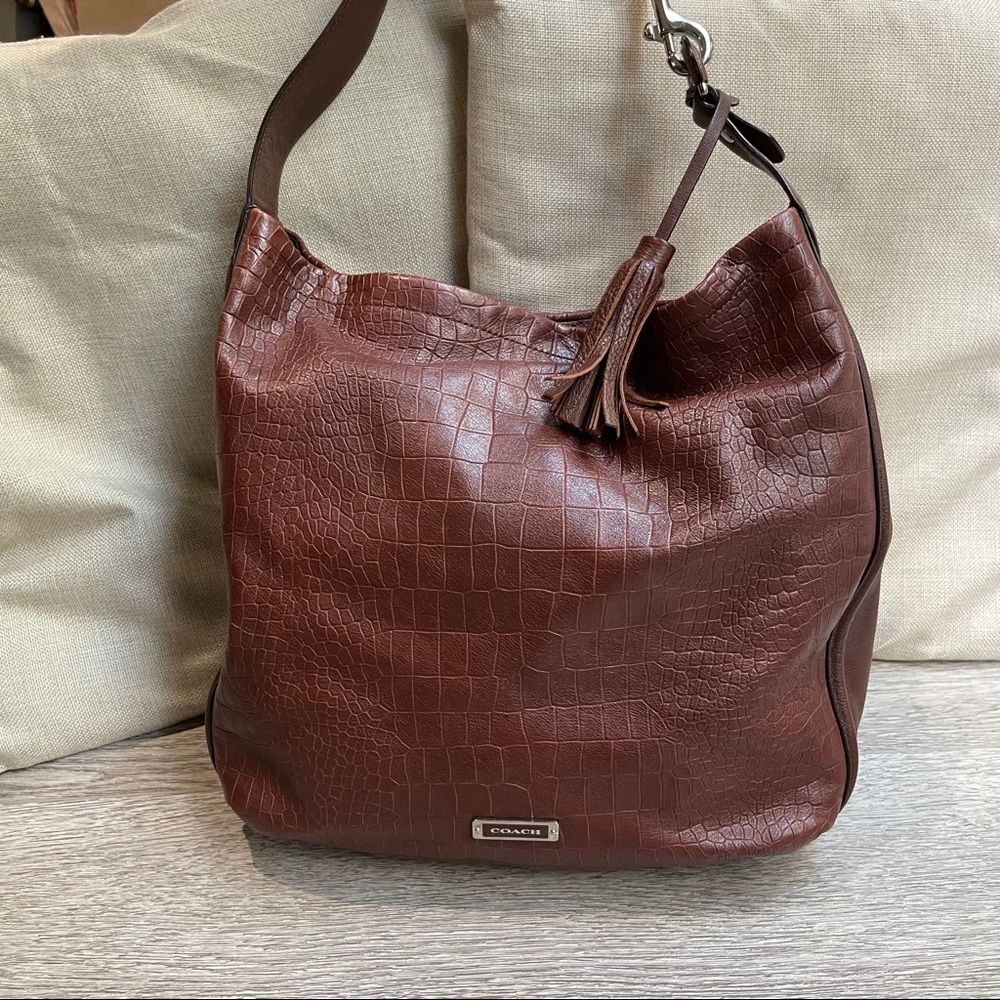 Coach Avery Fig/Burgundy Croc Hobo Bag